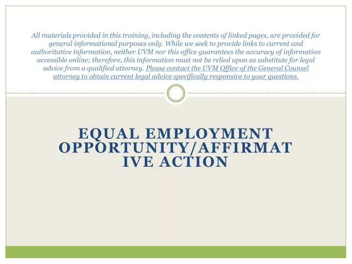 equal employment opportunity affirmative action
