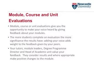 Module, Course and Unit Evaluations