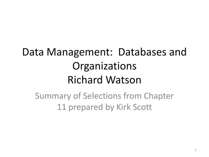 data management databases and organizations richard watson