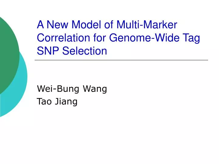 a new model of multi marker correlation for genome wide tag snp selection