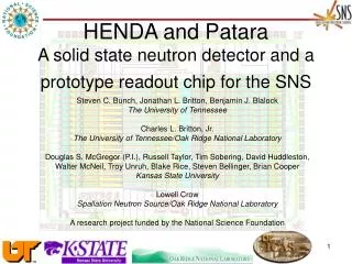 HENDA and Patara A solid state neutron detector and a prototype readout chip for the SNS