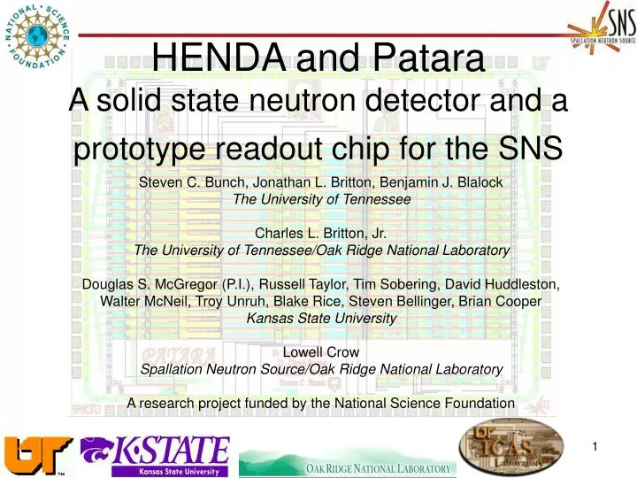 henda and patara a solid state neutron detector and a prototype readout chip for the sns