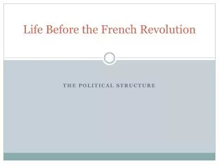 Life Before the French Revolution