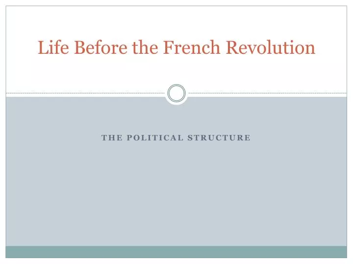 life before the french revolution