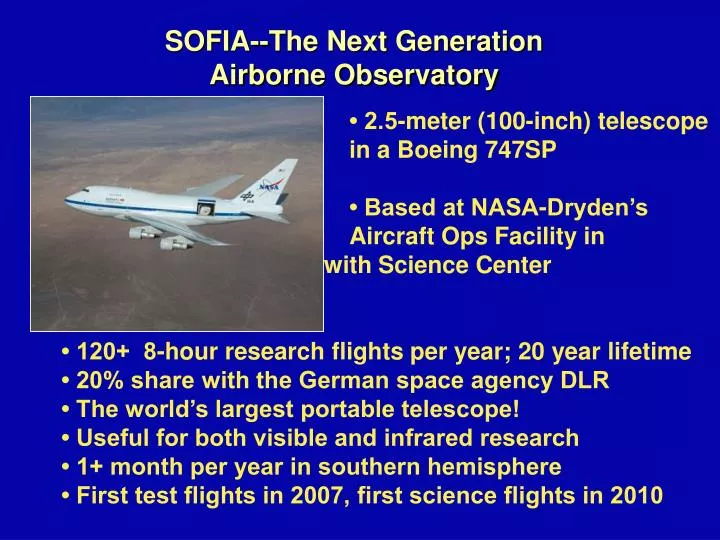 sofia the next generation airborne observatory