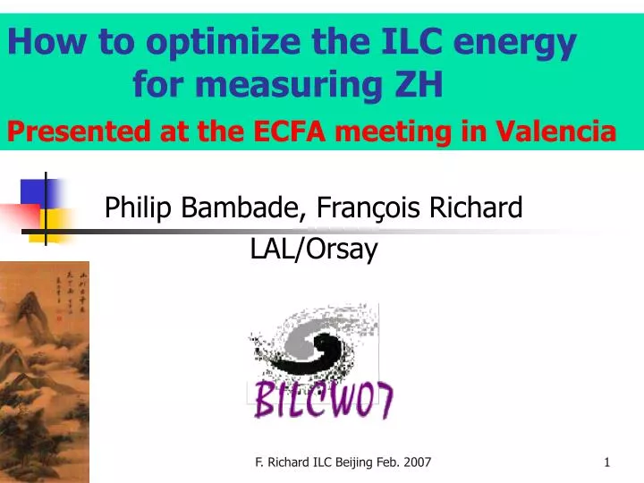 how to optimize the ilc energy for measuring zh