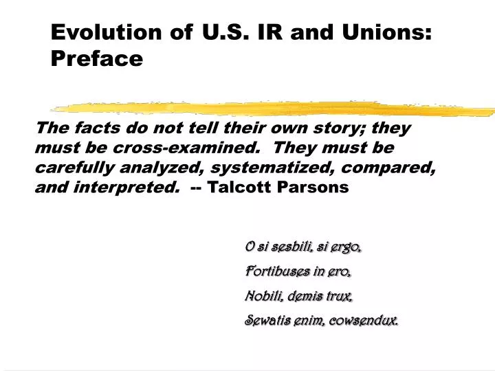 evolution of u s ir and unions preface