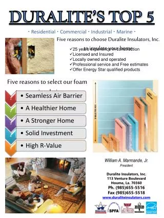 Five reasons to choose Duralite Insulators, Inc. to insulate your home