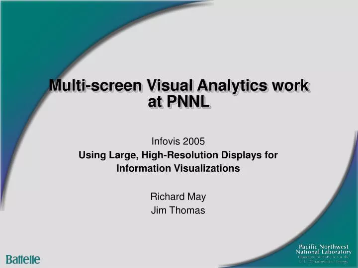 multi screen visual analytics work at pnnl