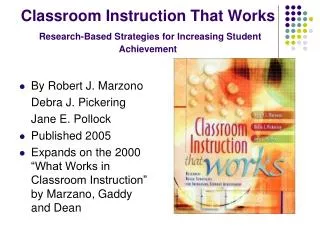 Classroom Instruction That Works Research-Based Strategies for Increasing Student Achievement