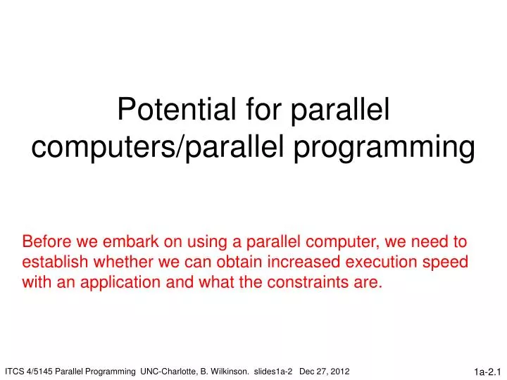 potential for parallel computers parallel programming