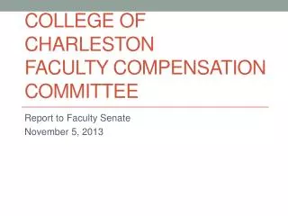 College of Charleston Faculty Compensation Committee