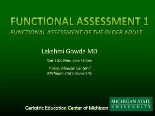 Functional Assessment 1 Functional Assessment of the Older Adult