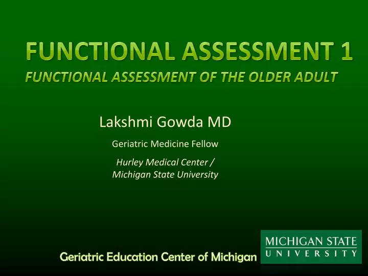 functional assessment 1 functional assessment of the older adult