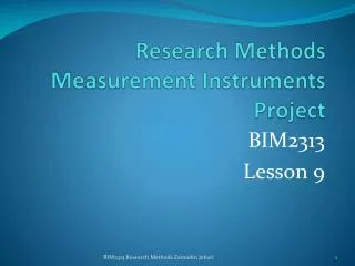 Research Methods Measurement Instruments Project