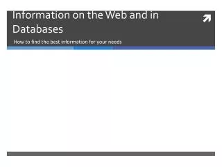 Information on the Web and in Databases