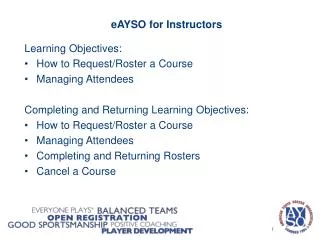 eAYSO for Instructors