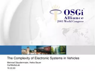 The Complexity of Electronic Systems in Vehicles