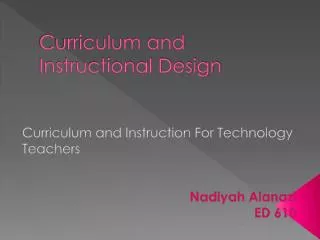 Curriculum and Instructional Design