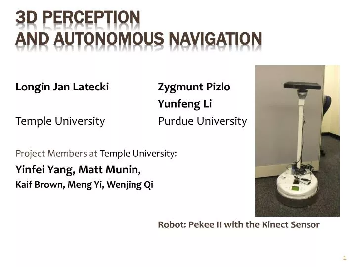 3d perception and autonomous navigation
