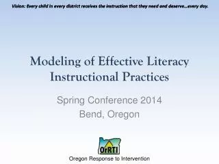 Modeling of Effective Literacy Instructional Practices