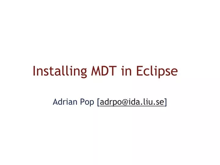 installing mdt in eclipse