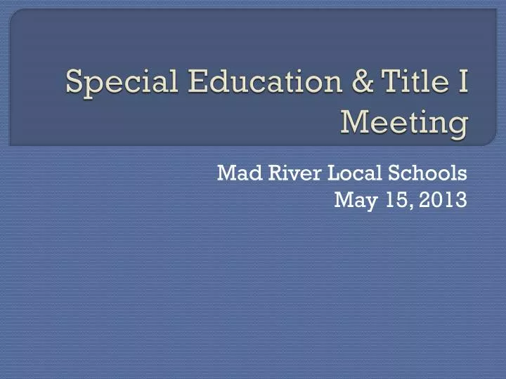 special education title i meeting