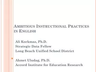 Ambitious Instructional Practices in English