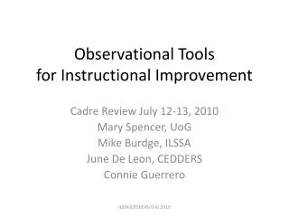 Observational Tools for Instructional Improvement