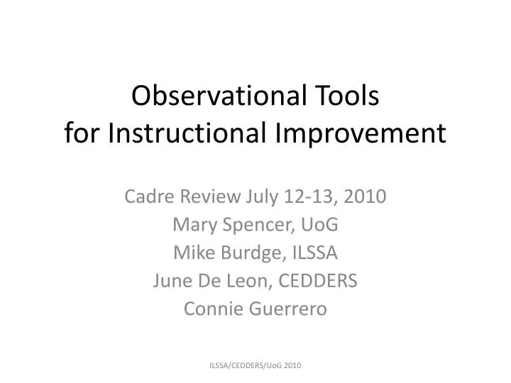 observational tools for instructional improvement