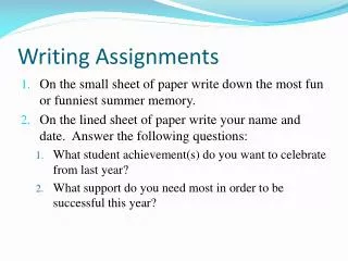 Writing Assignments