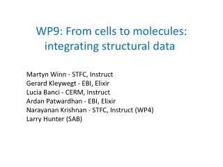 WP9: From cells to molecules: integrating structural data
