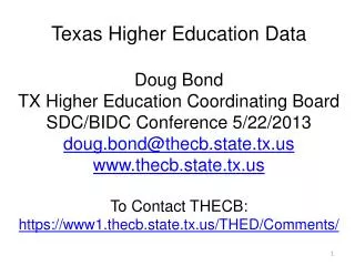 Texas Higher Education Plan Closing the Gaps by 2015