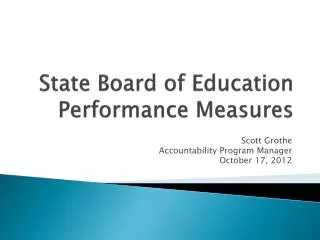State Board of Education Performance Measures