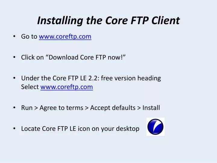 installing the core ftp client