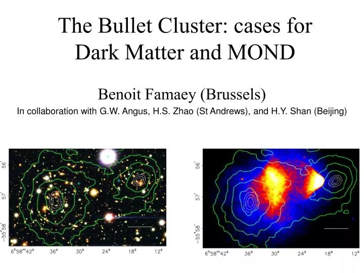 the bullet cluster cases for dark matter and mond
