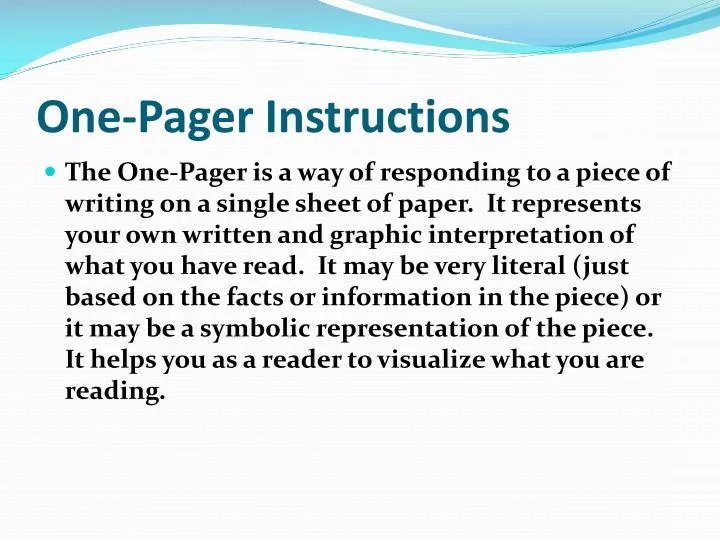 one pager instructions