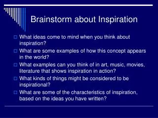Brainstorm about Inspiration