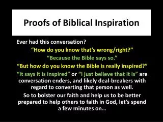 Proofs of Biblical Inspiration