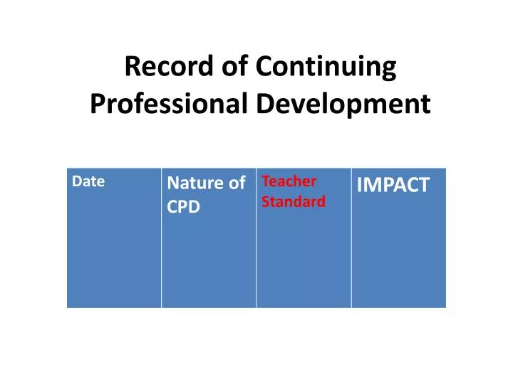 record of continuing professional development
