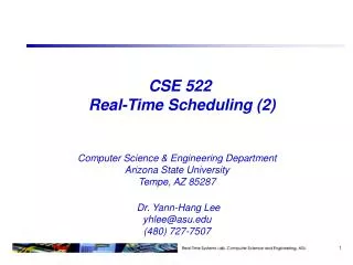 CSE 522 Real-Time Scheduling (2)