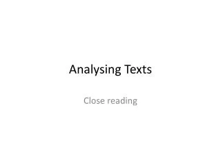 Analysing Texts