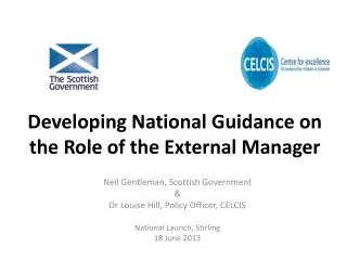 Developing National Guidance on the Role of the External Manager