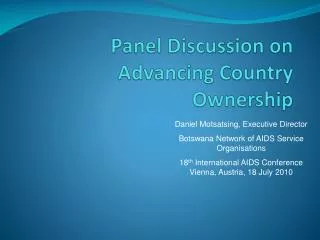 Panel Discussion on Advancing Country Ownership