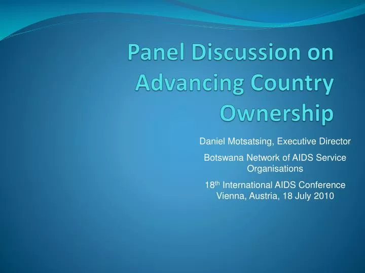panel discussion on advancing country ownership