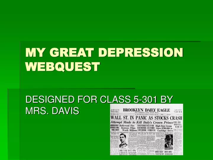 my great depression webquest