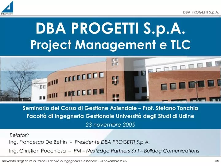 dba progetti s p a project management e tlc