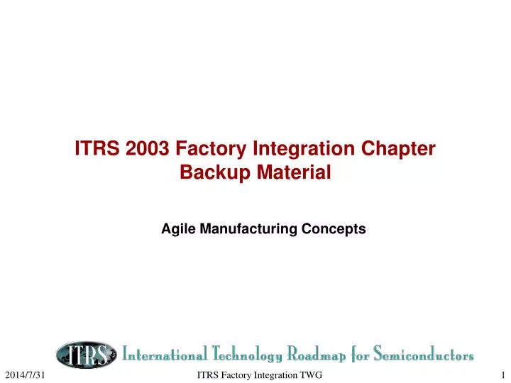 itrs 2003 factory integration chapter backup material