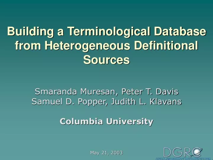 building a terminological database from heterogeneous definitional sources