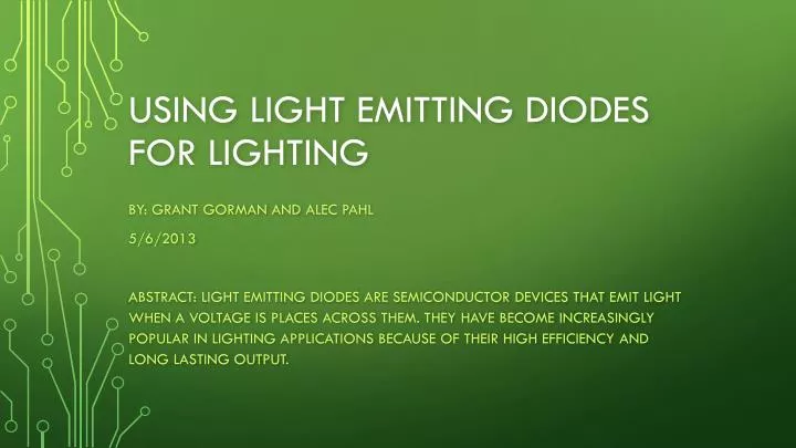 using light emitting diodes for lighting